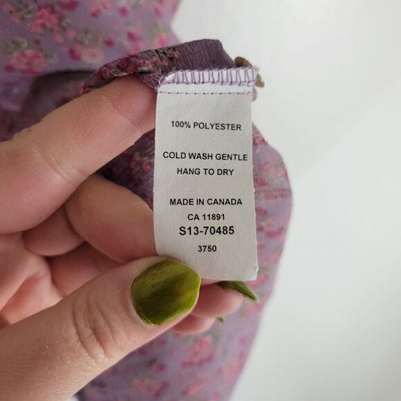 Plum Floral Sheer Waterfall Summer Top - Picture 7 of 7